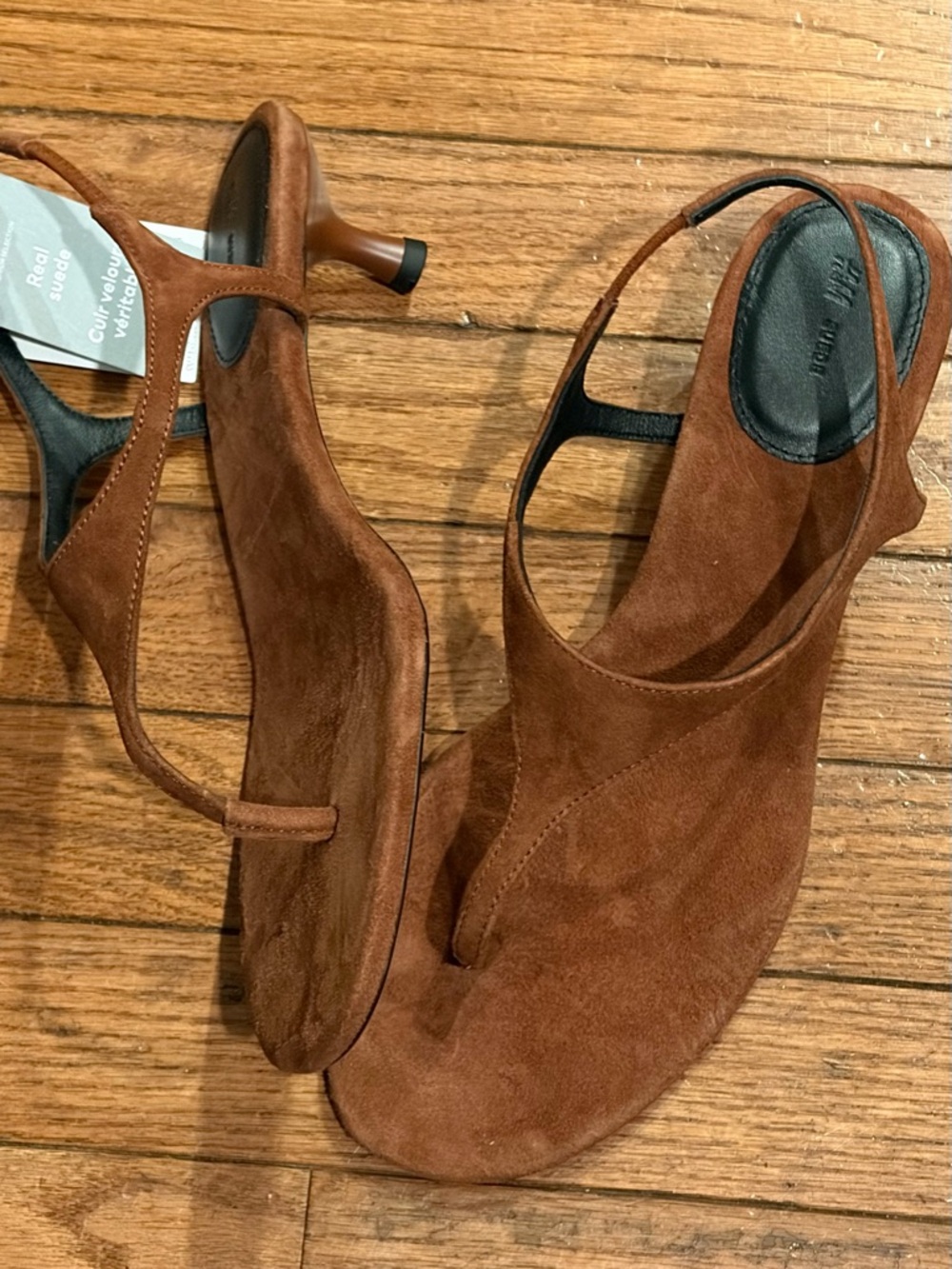 H&M Edition Thong Styled Brown Suede Kitten Heel  Sandal Sizes 7& 8 NWT - Picture 9 of 10